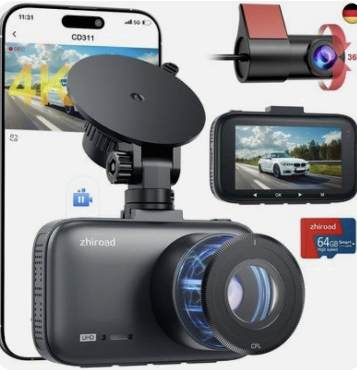 Zhiroad UHD 4K Ultra Dual Dashcam für Auto