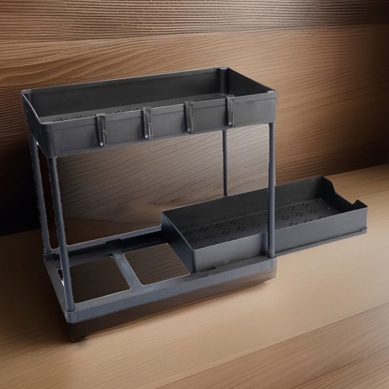Under Sink Organizer 2-Etagen Schwarz 