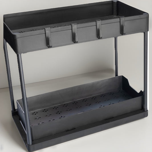Under Sink Organizer 2-Etagen Schwarz ￼