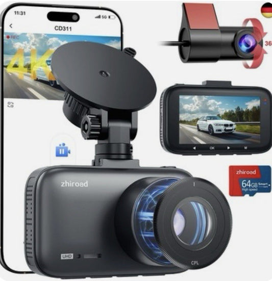 Zhiroad UHD 4K Ultra Dual Dashcam für Auto
